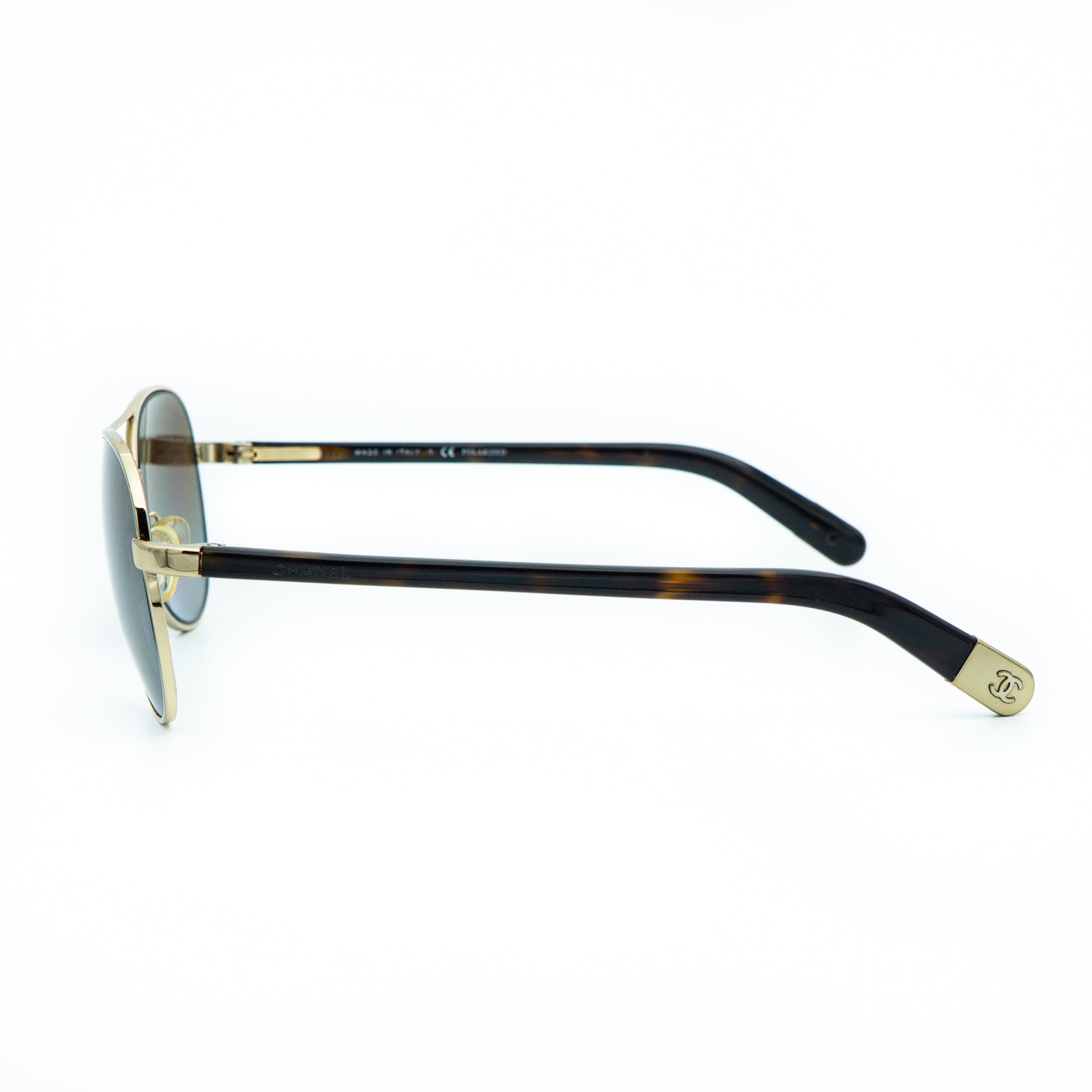 CHANEL 4201 Gold Brown Aviator Sunglasses Vintage
