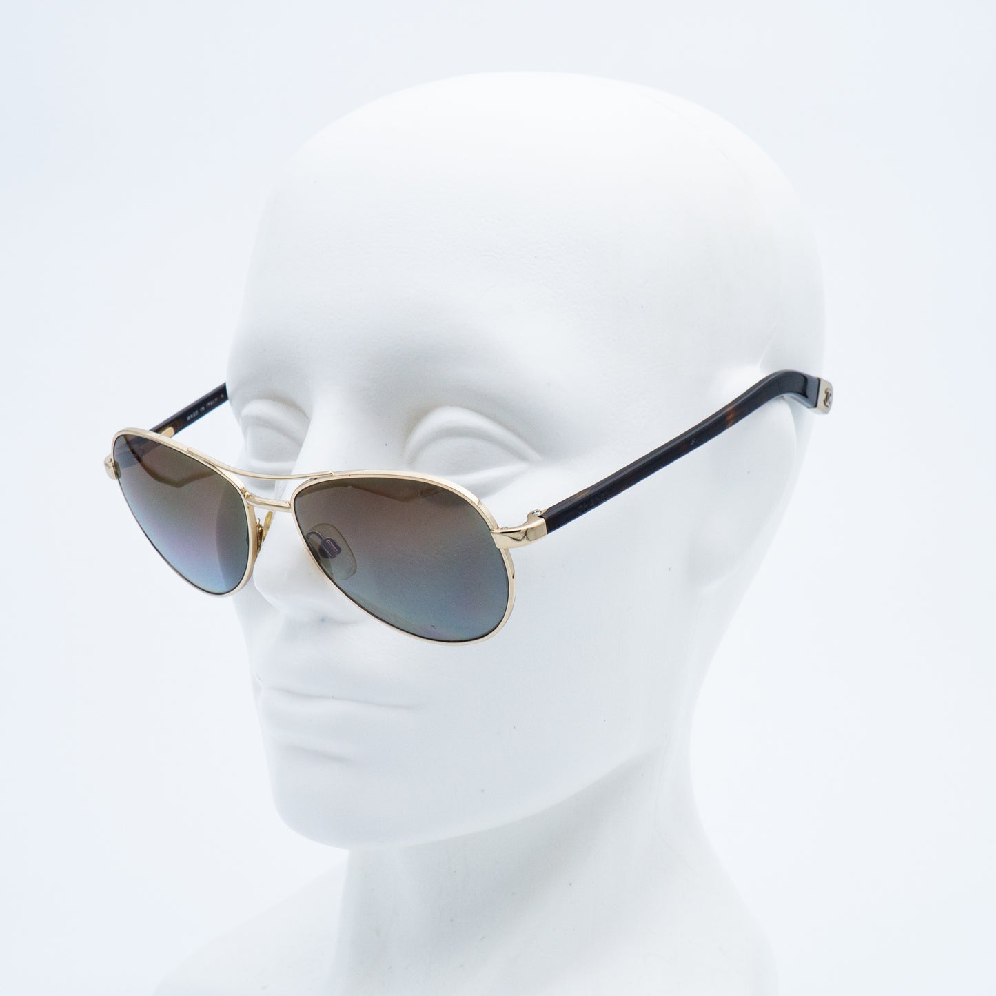 CHANEL 4201 Gold Brown Aviator Sunglasses Vintage