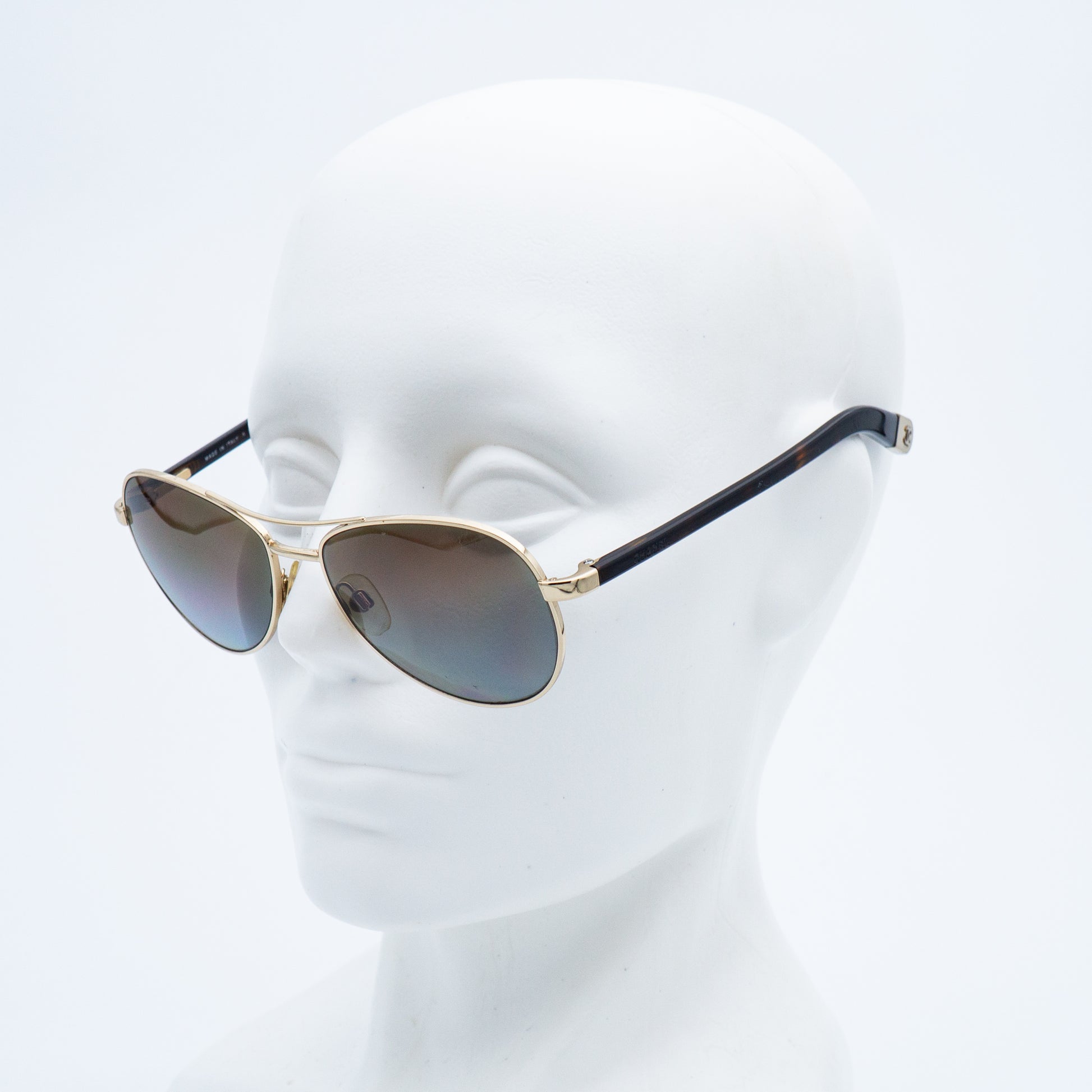CHANEL 4201 Gold Brown Aviator Sunglasses Vintage