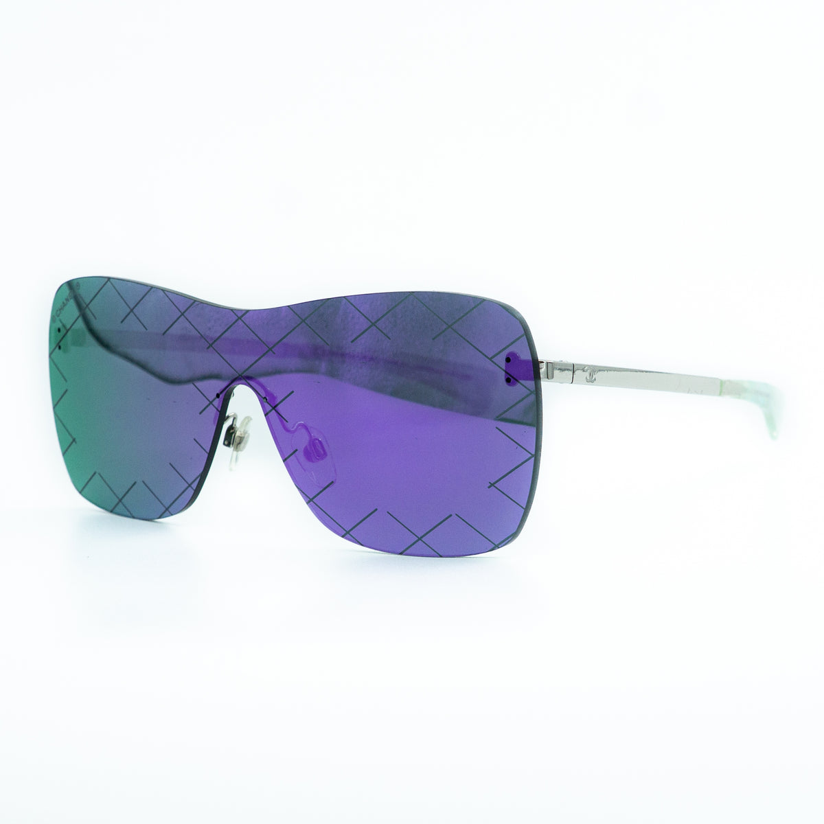 CHANEL 4215 Purple Shield Rimless Sunglasses Vintage