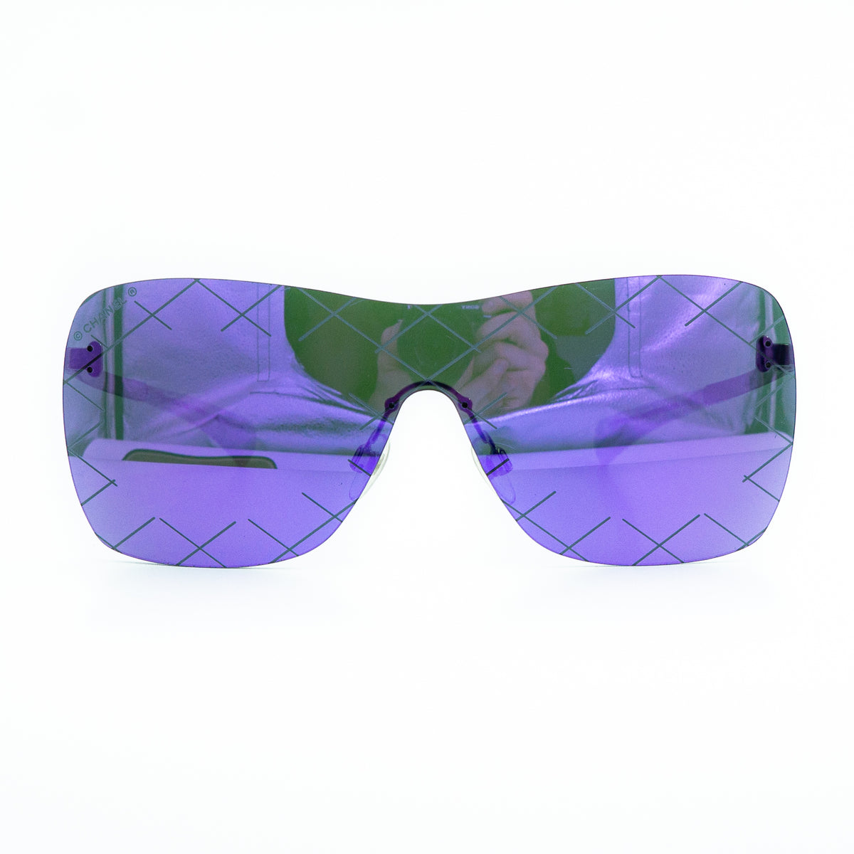 CHANEL 4215 Purple Shield Rimless Sunglasses Vintage