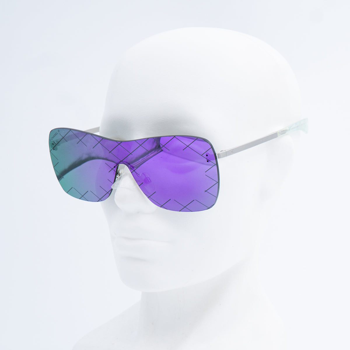 CHANEL 4215 Purple Shield Rimless Sunglasses Vintage