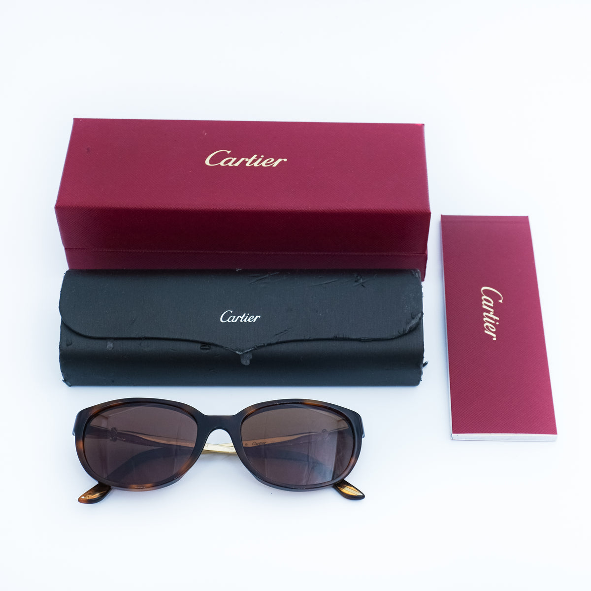Cartier T8101206 Trinity Cat Eye Brown Gold Sunglasses