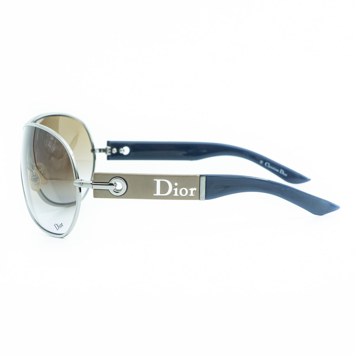 Christian DIOR LOGO 2 Blue Silver Sunglasses Vintage