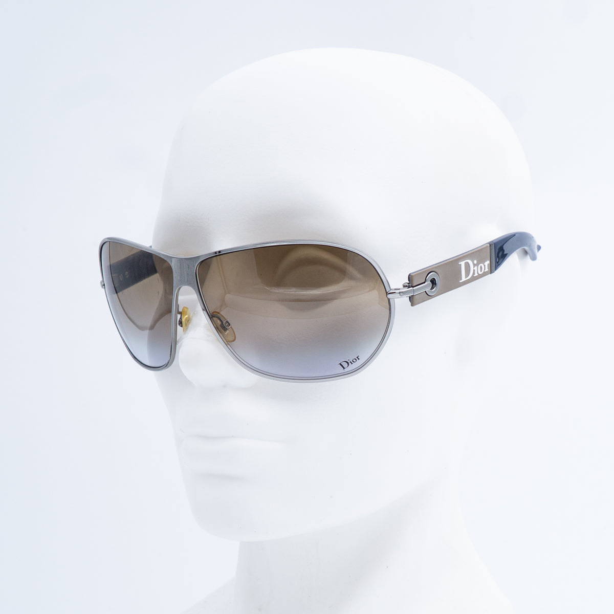 Christian DIOR LOGO 2 Blue Silver Sunglasses Vintage