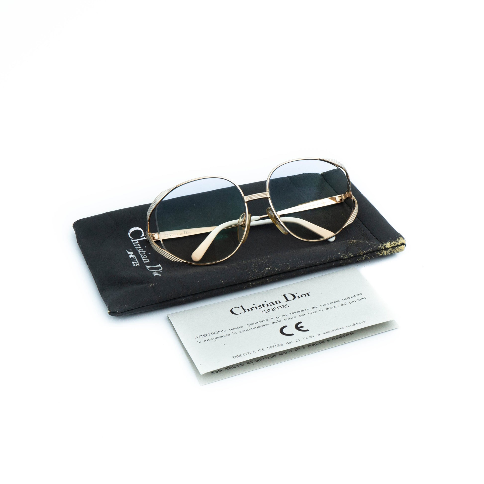 Christian Dior 2387 Gold Clean Sunglasses Vintage 80s