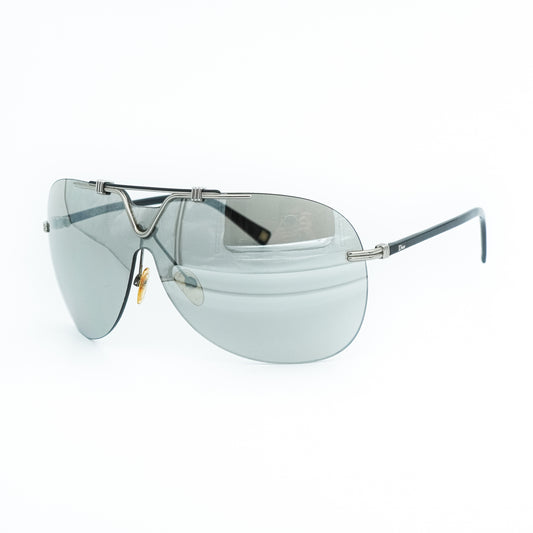 Christian Dior 57TH Mask Wrap Shield Silver Sunglasses Vintage