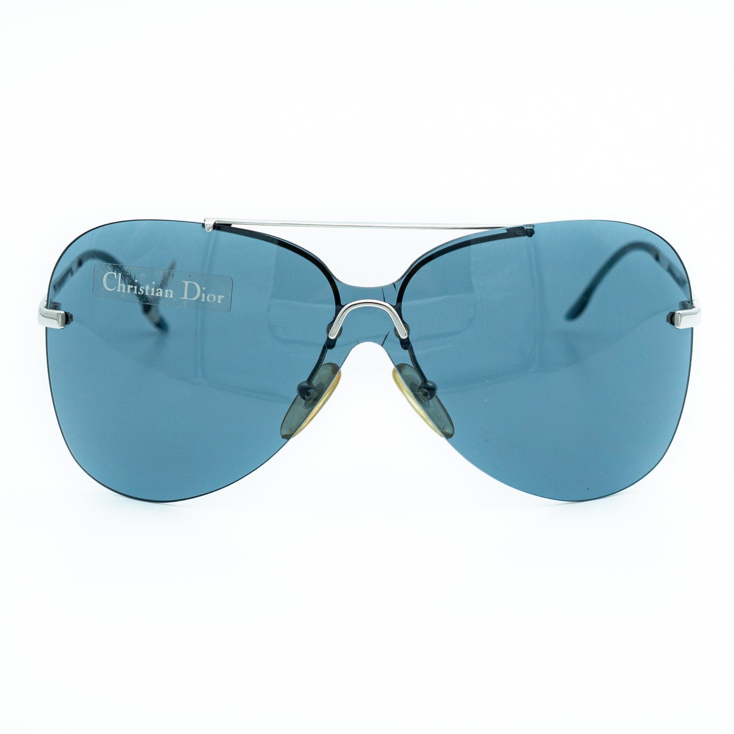 Christian Dior AVIATOR Shield Silver Sunglasses Vintage