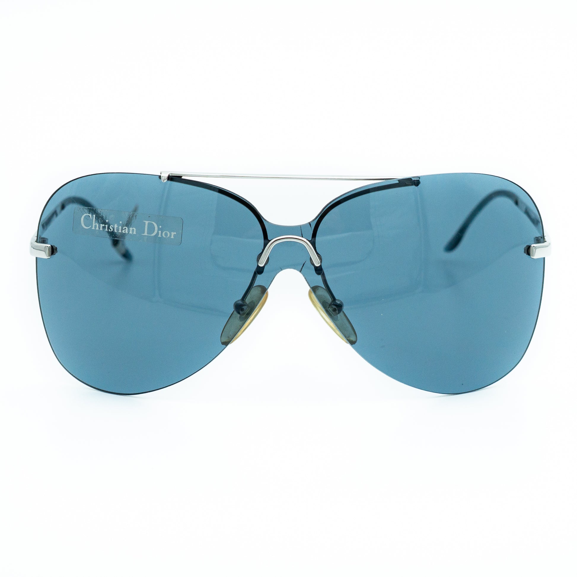 Christian Dior AVIATOR Shield Silver Sunglasses Vintage