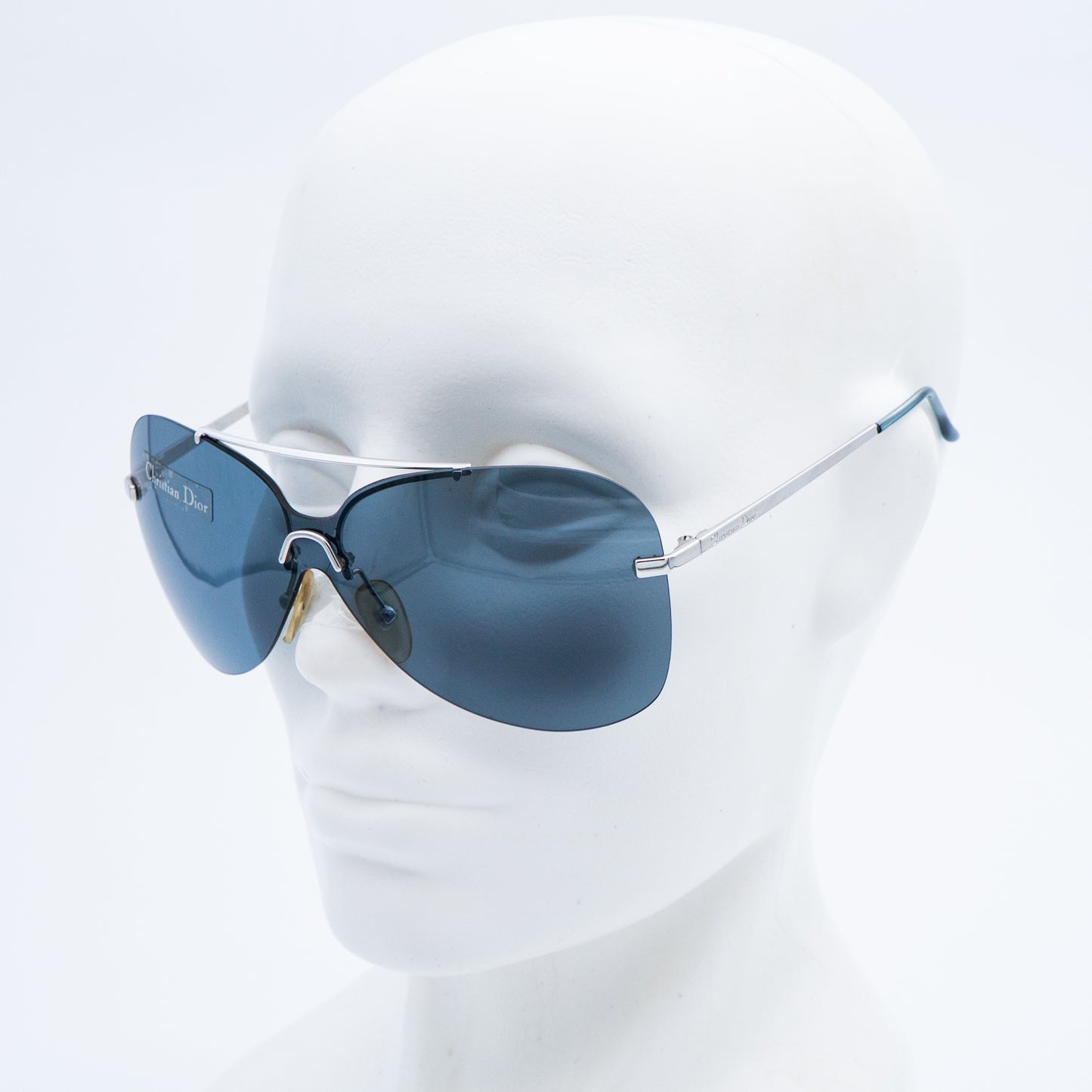 Christian Dior AVIATOR Shield Silver Sunglasses Vintage
