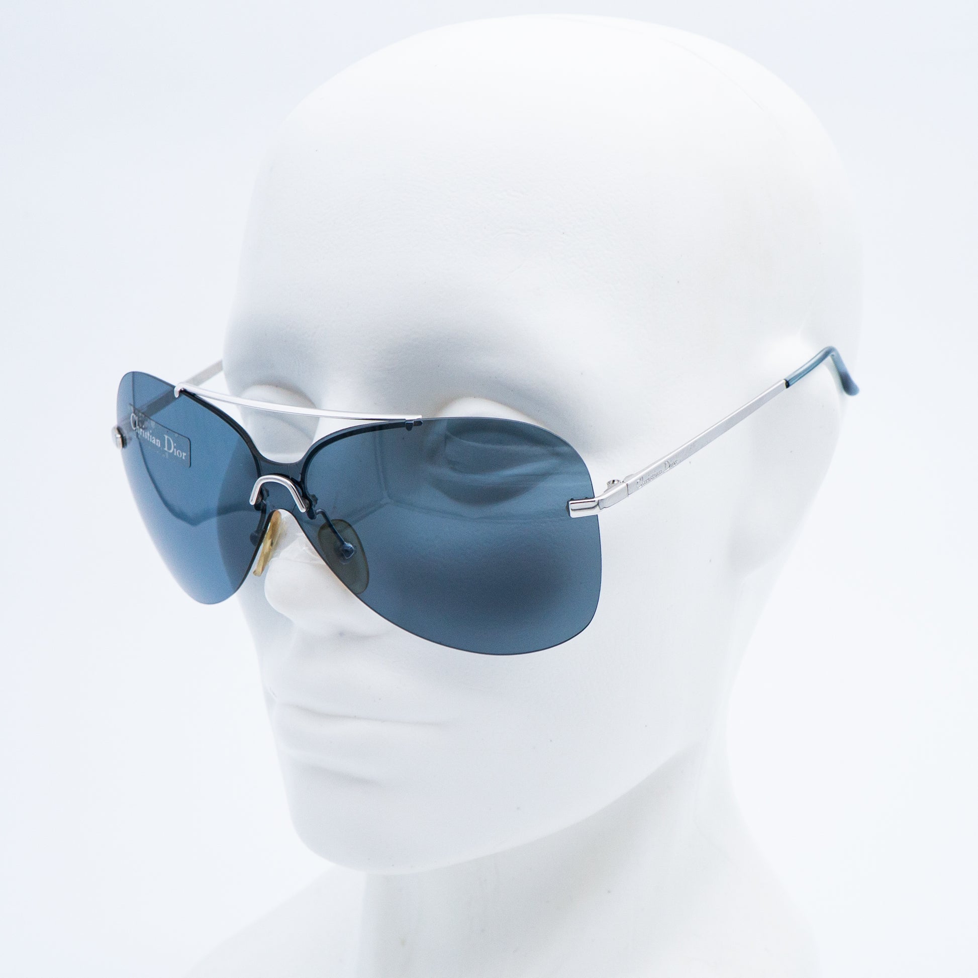 Christian Dior AVIATOR Shield Silver Sunglasses Vintage