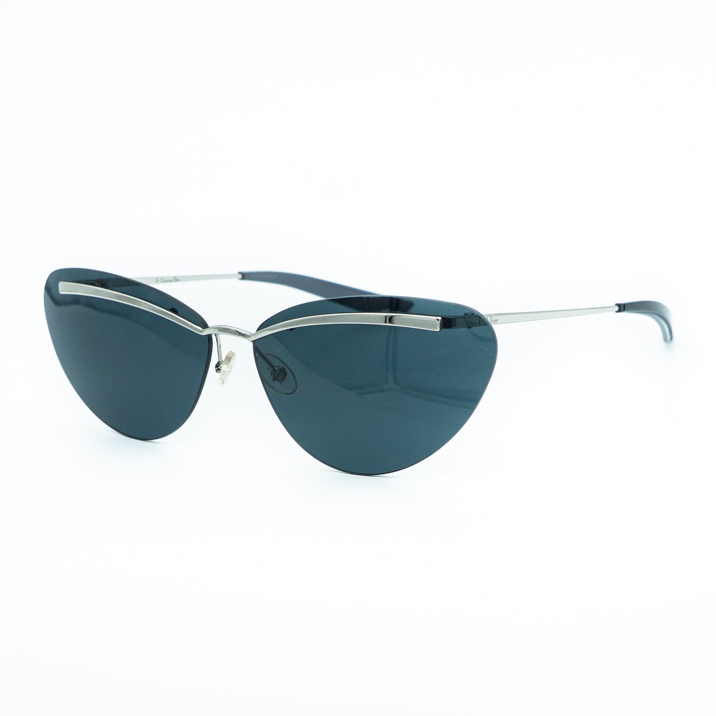 Christian Dior DIORETTE Rimless Cat Eye Silver Sunglasses Vintage