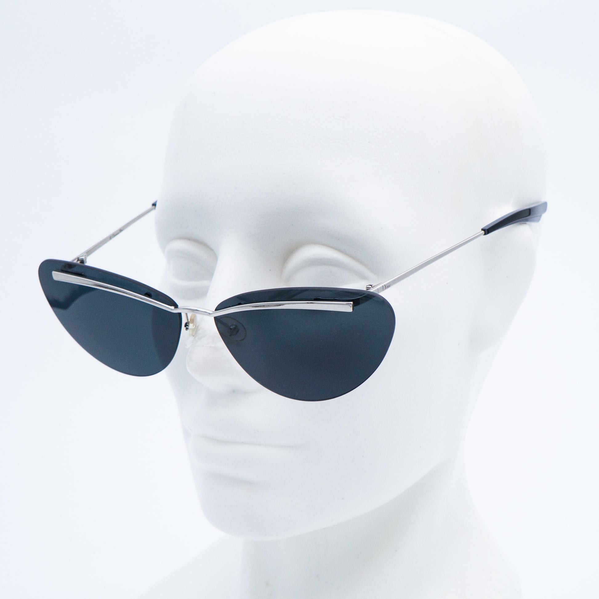Christian Dior DIORETTE Rimless Cat Eye Silver Sunglasses Vintage