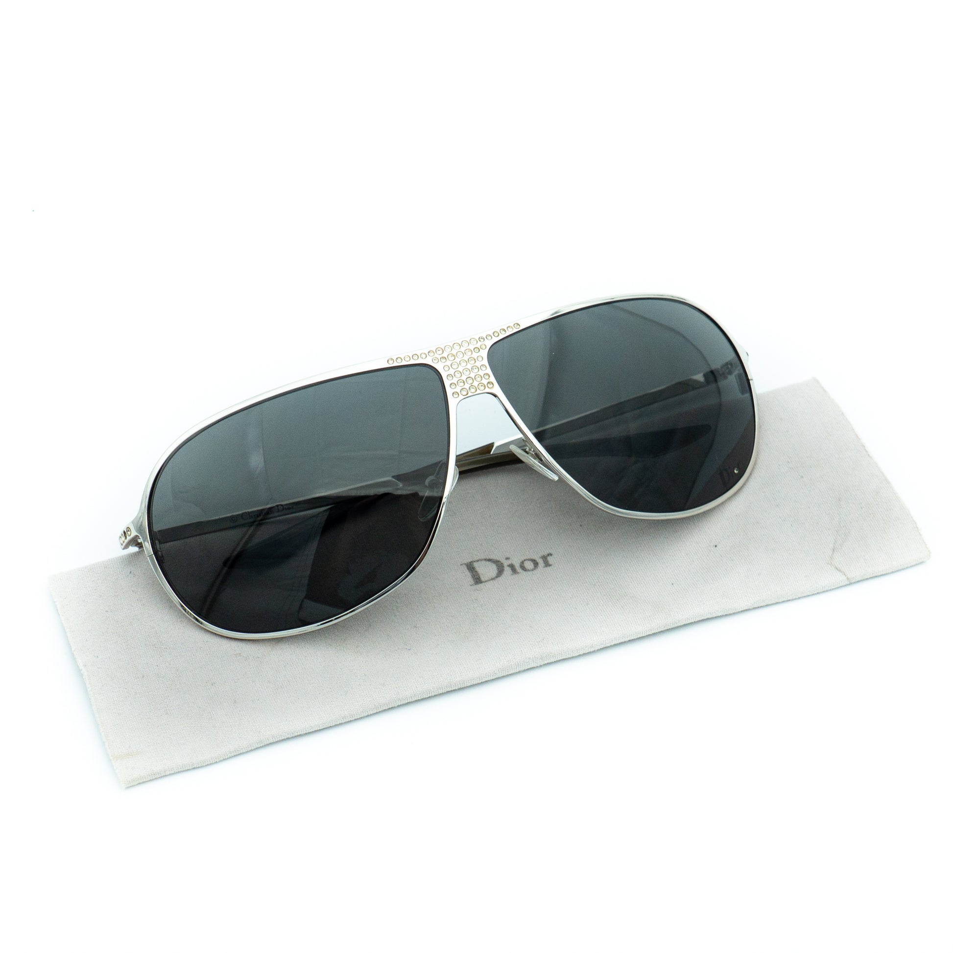 Christian Dior HARD DIOR 1 Silver Strass Sunglasses Vintage