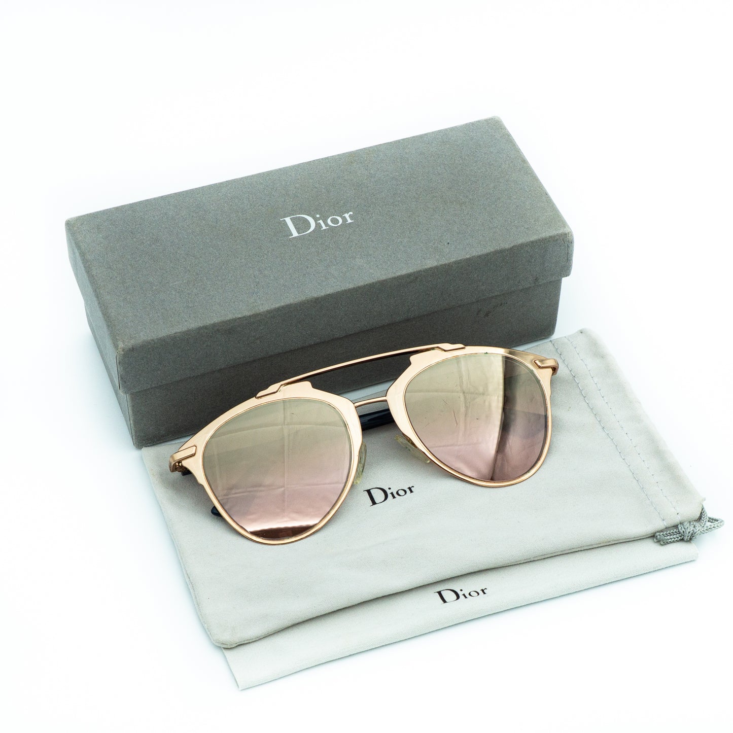 Christian Dior Reflected Blue Gold Sunglasses Vintage