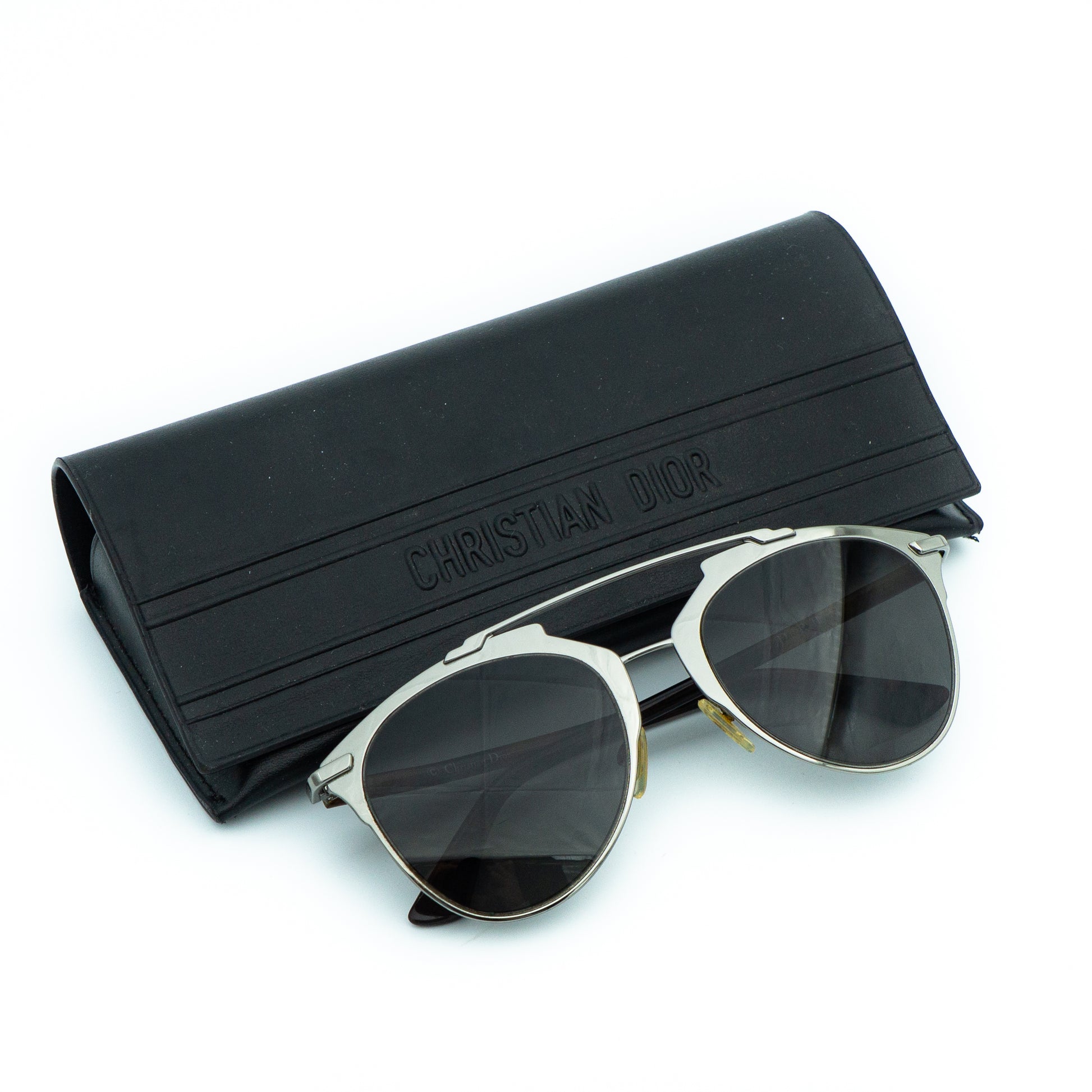 Christian Dior Reflected Brown Silver Sunglasses Vintage