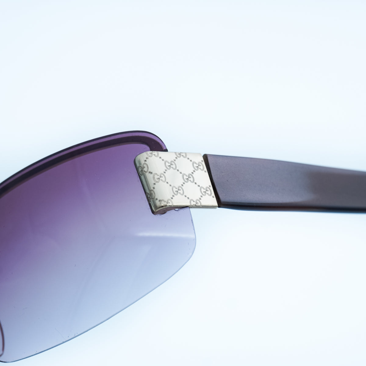 GUCCI GG 1797 Brown Gold Rimless Sunglasses Vintage