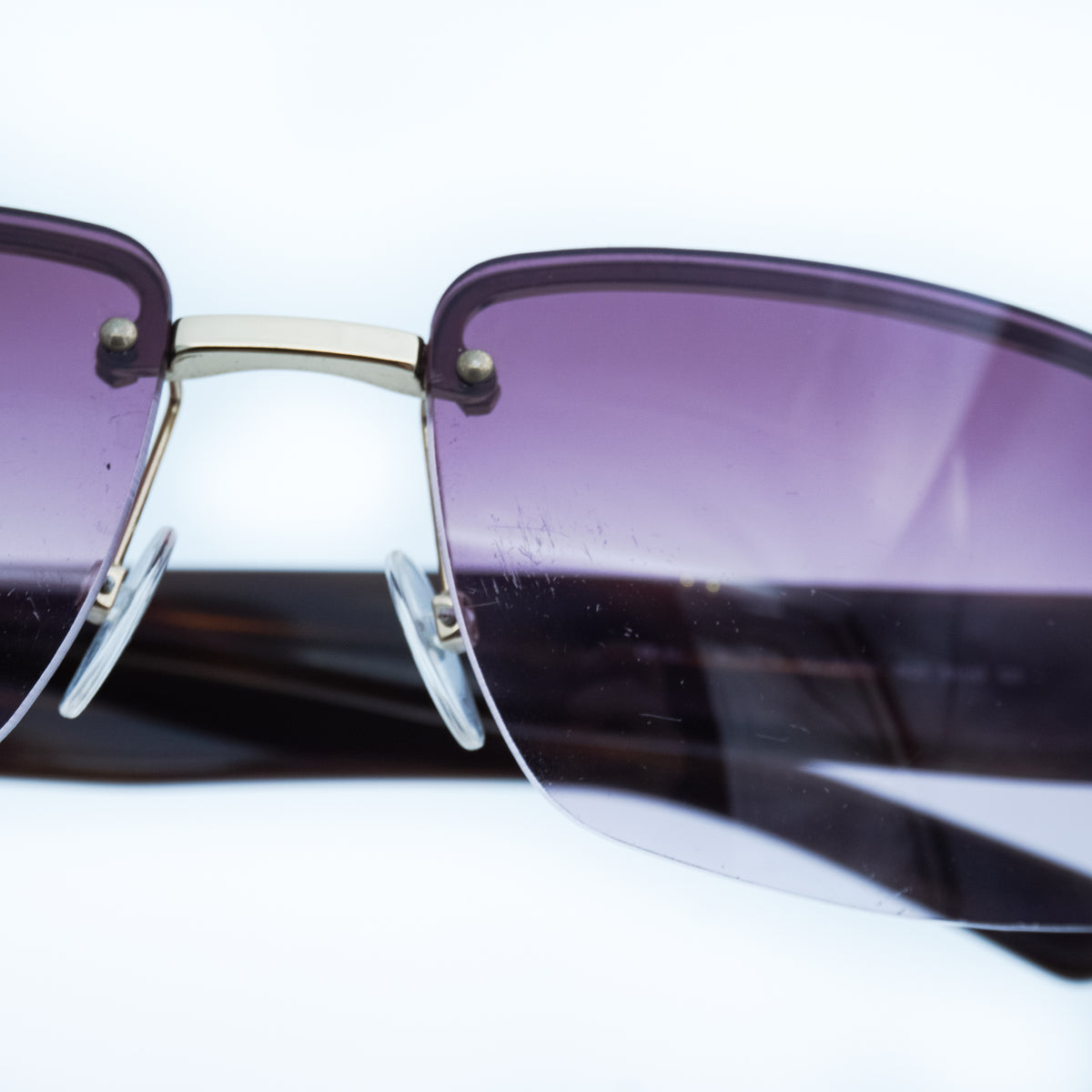 GUCCI GG 1797 Brown Gold Rimless Sunglasses Vintage