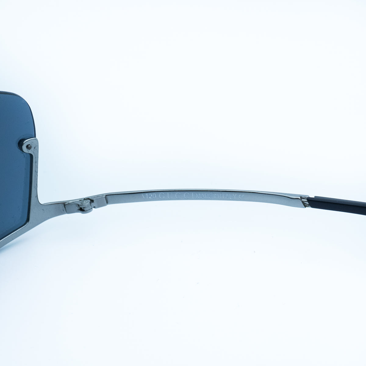GUCCI GG 1690 Silver Shield Rimless Sunglasses Vintage