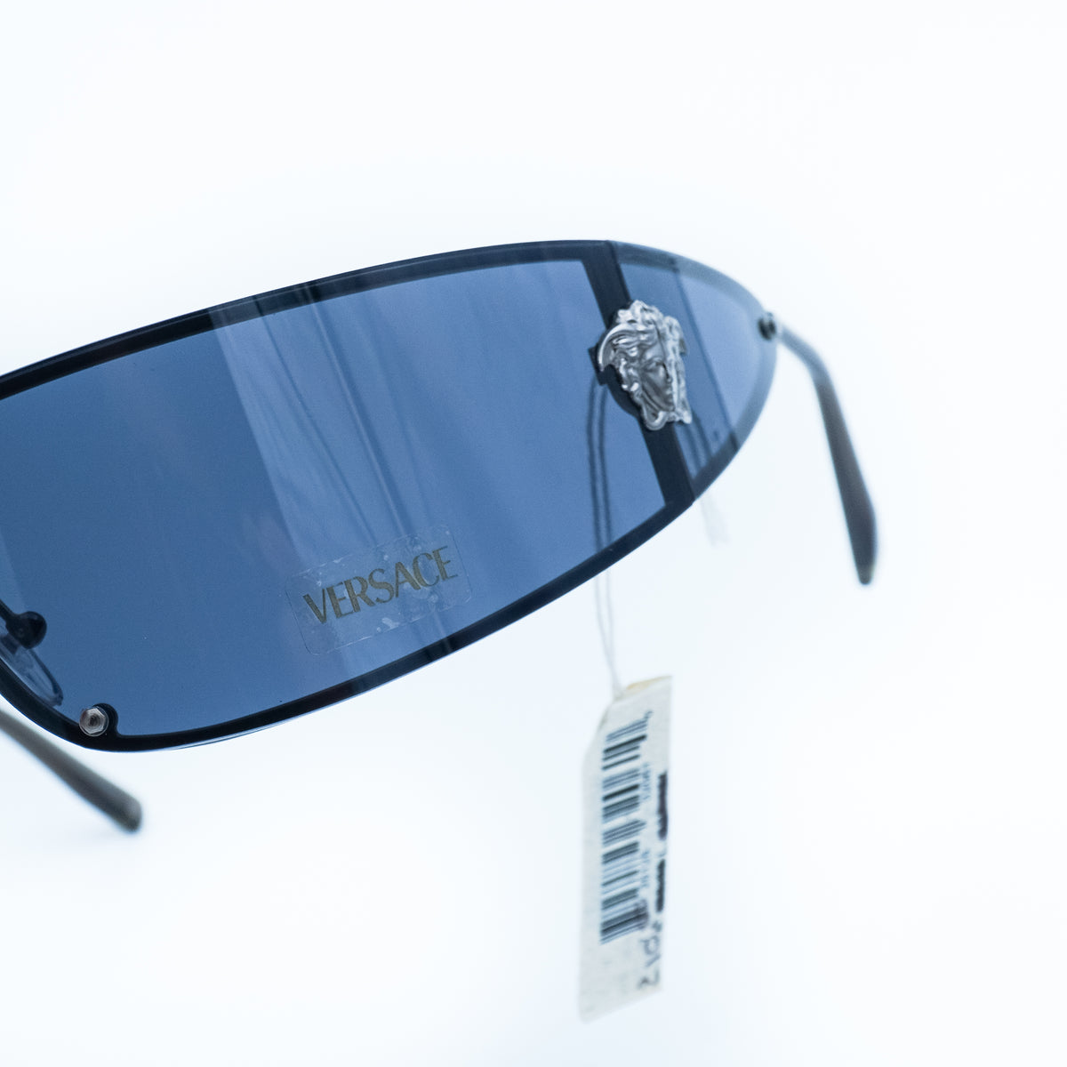 Versace MOD N28 Medusa Wrap Shield Black Sunglasses Vintage