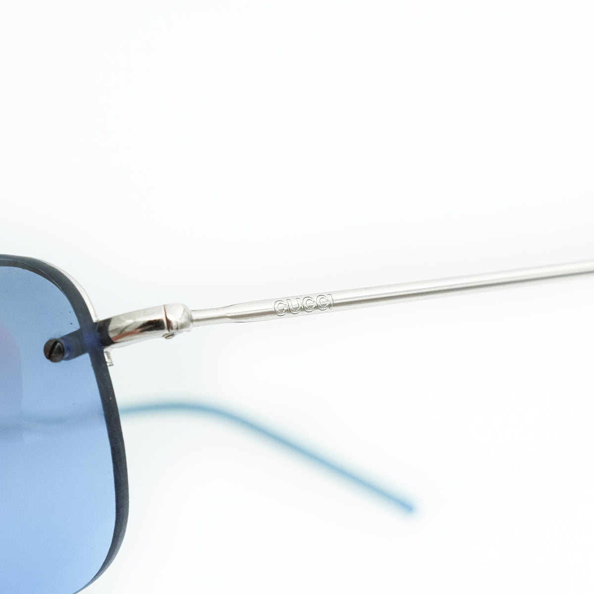 Gucci GG 1676 Blue Oval Rimless Sunglasses Vintage