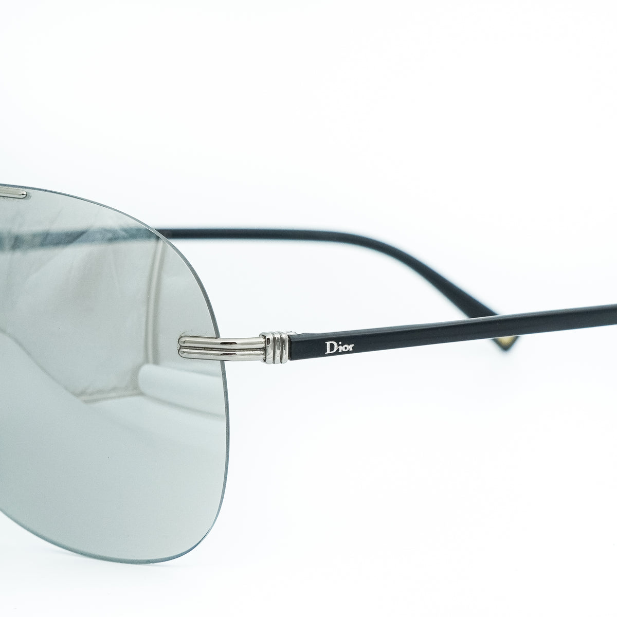 Christian Dior 57TH Mask Wrap Shield Silver Sunglasses Vintage