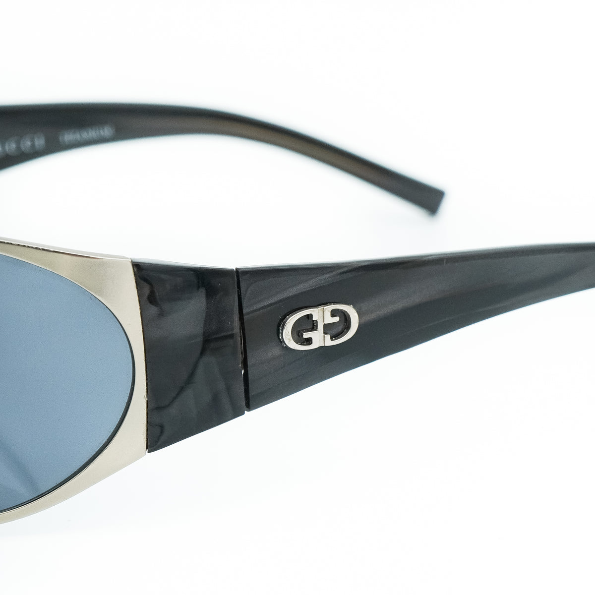 Gucci GG 2699 Titanium Black Silver Oval Sunglasses Vintage