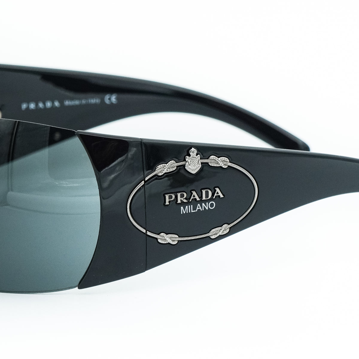 Prada SPR 16H Black Wrap Mask Sunglasses Vintage