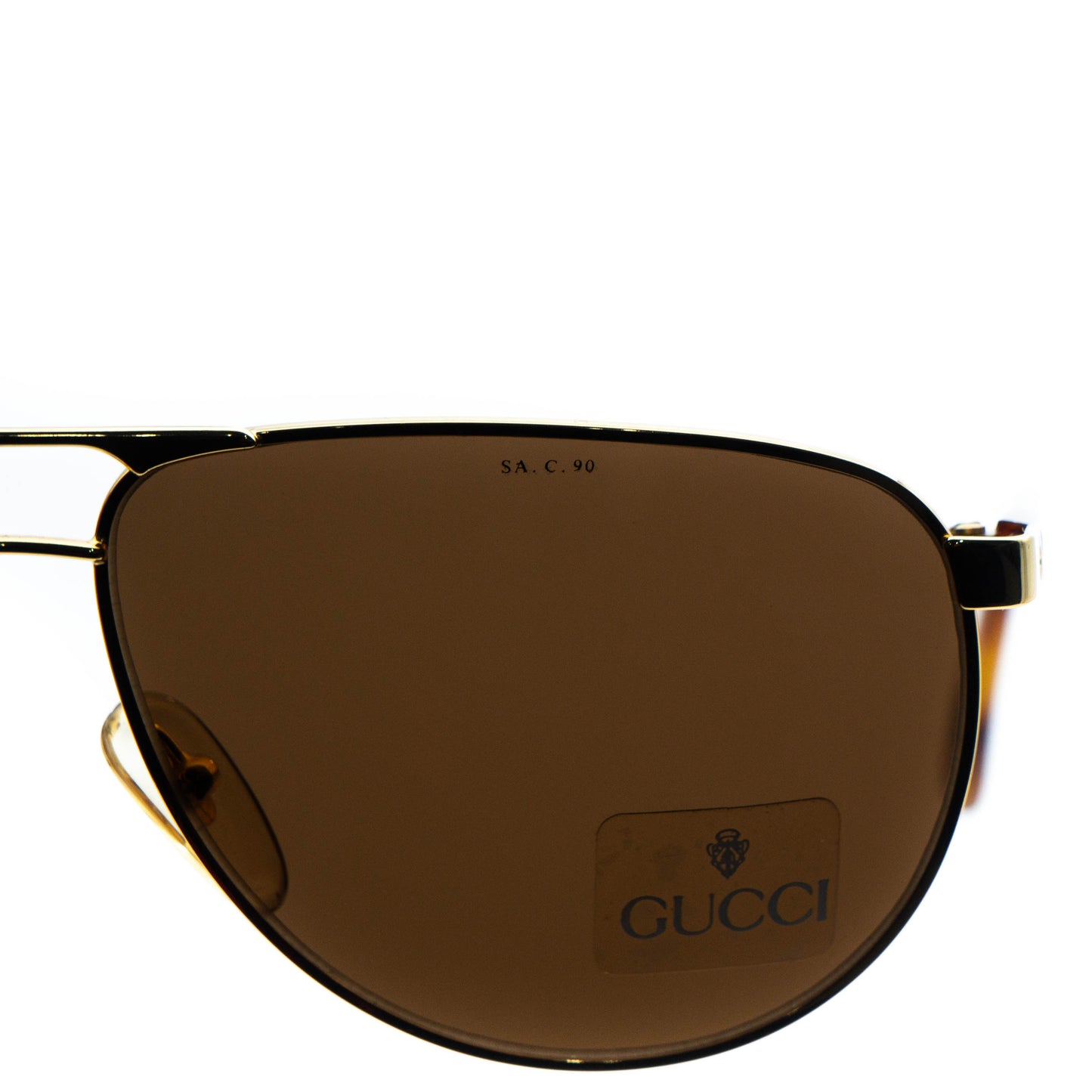 GUCCI GG 1232/S Brown Gold Aviator Sunglasses Vintage