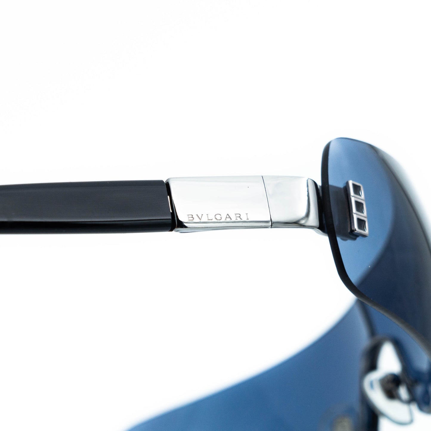 BULGARI 628 Shield Rimless Blue Sunglasses Vintage
