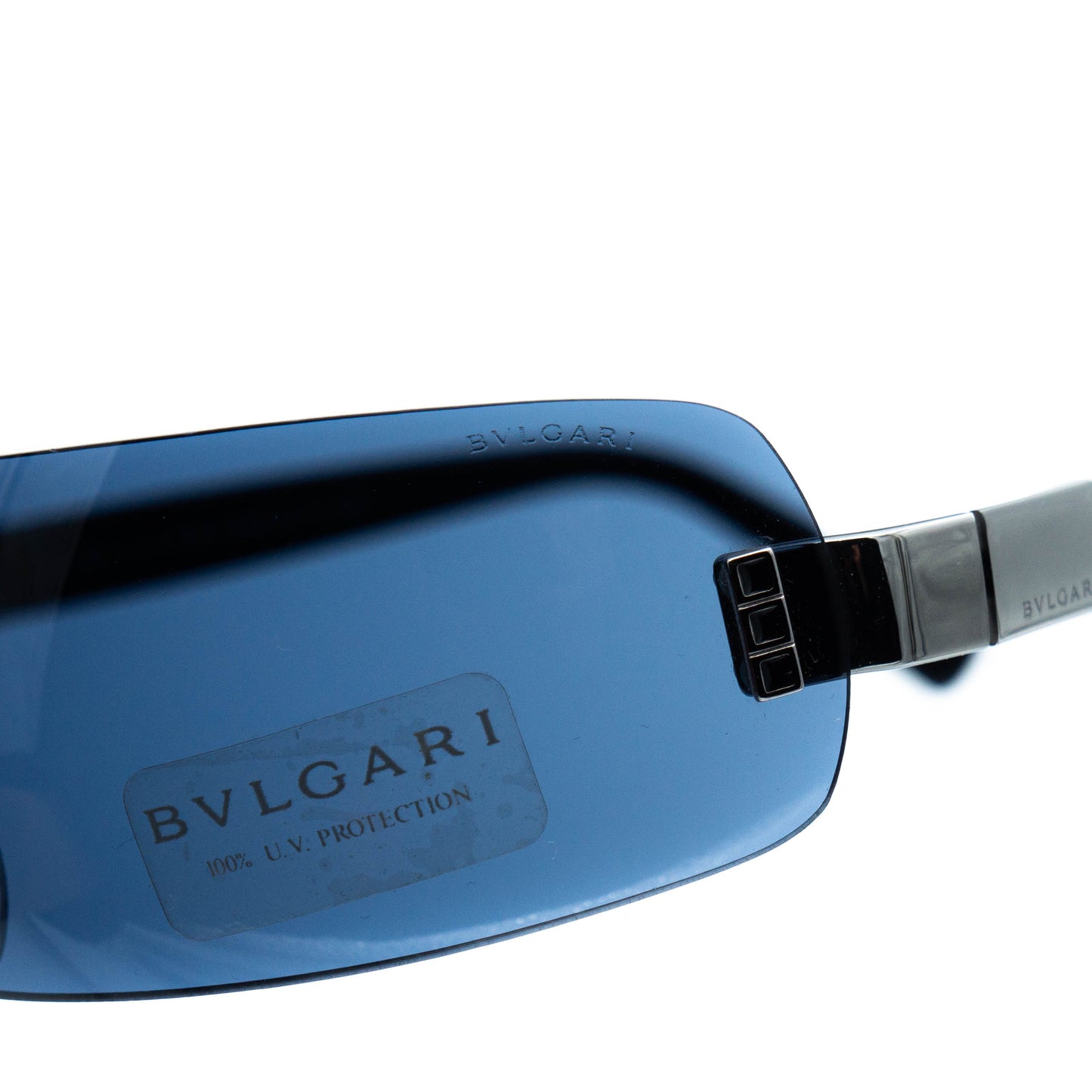 BULGARI 628 Shield Rimless Blue Sunglasses Vintage