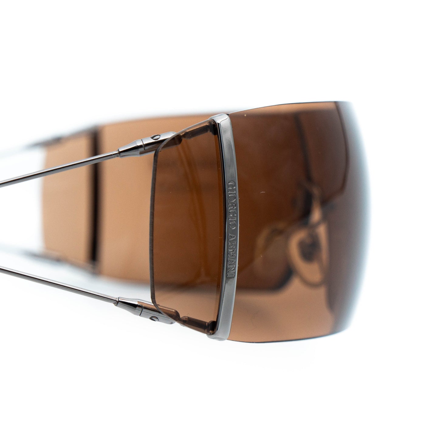 Giorgio Armani 1535 Shield Rimless Brown Sunglasses Vintage