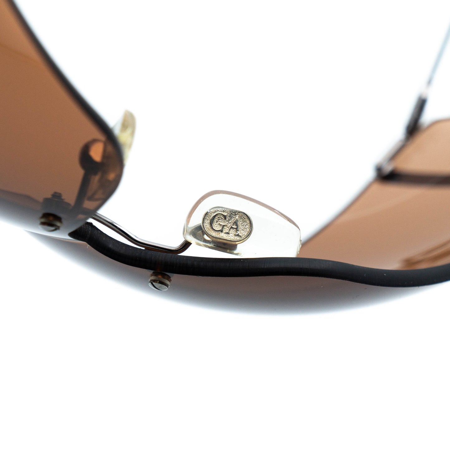 Giorgio Armani 1535 Shield Rimless Brown Sunglasses Vintage