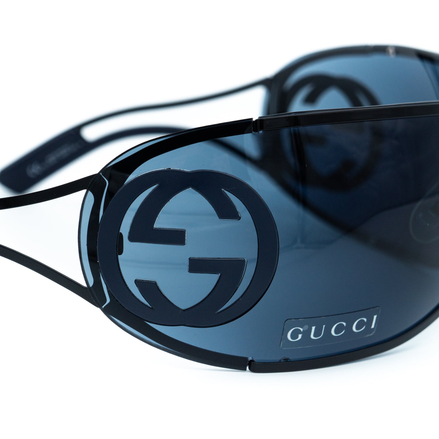 GUCCI GG 2799/S Black Blue Wrap Shield Mask Sunglasses Vintage