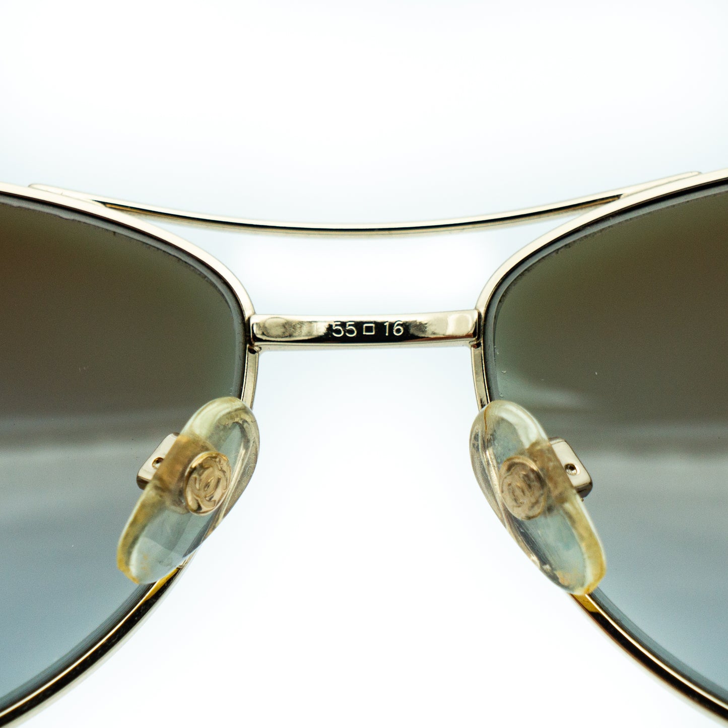 CHANEL 4201 Gold Brown Aviator Sunglasses Vintage