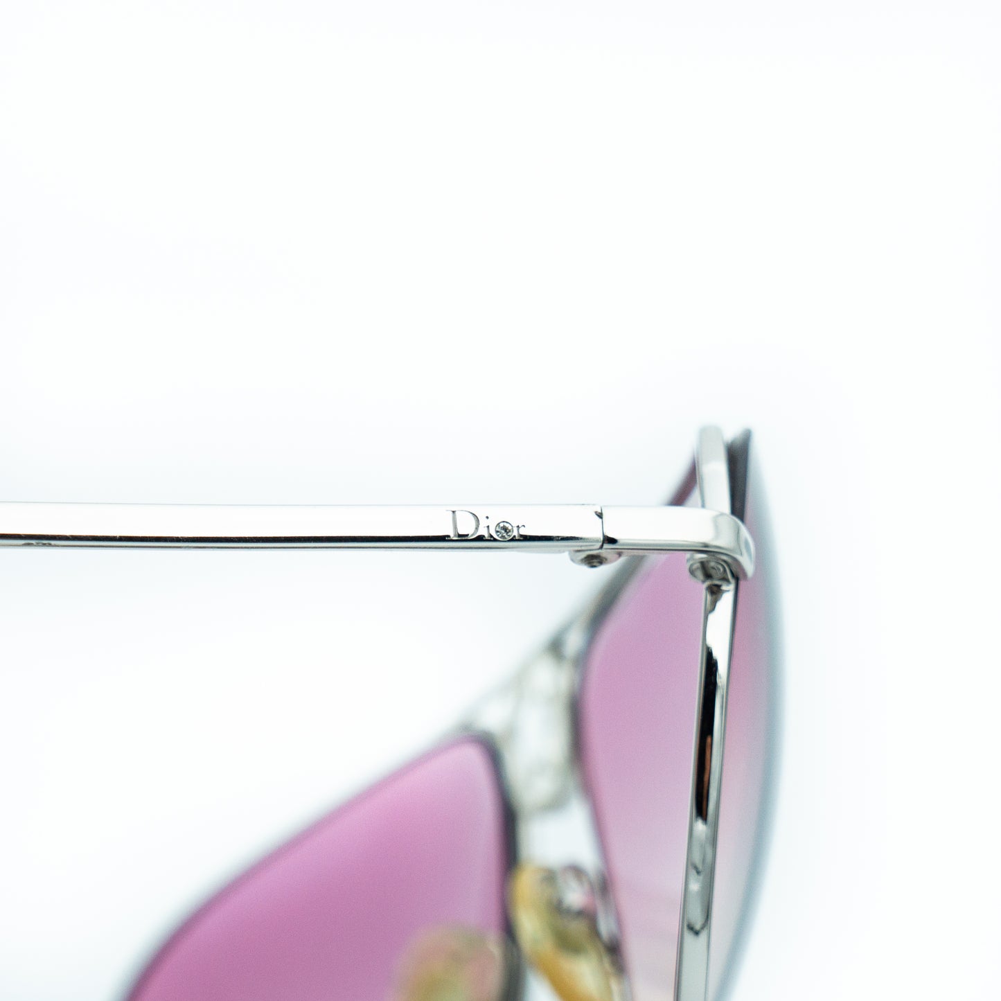 Christian Dior HIPPY 1 Silver Pink Aviator Sunglasses Vintage