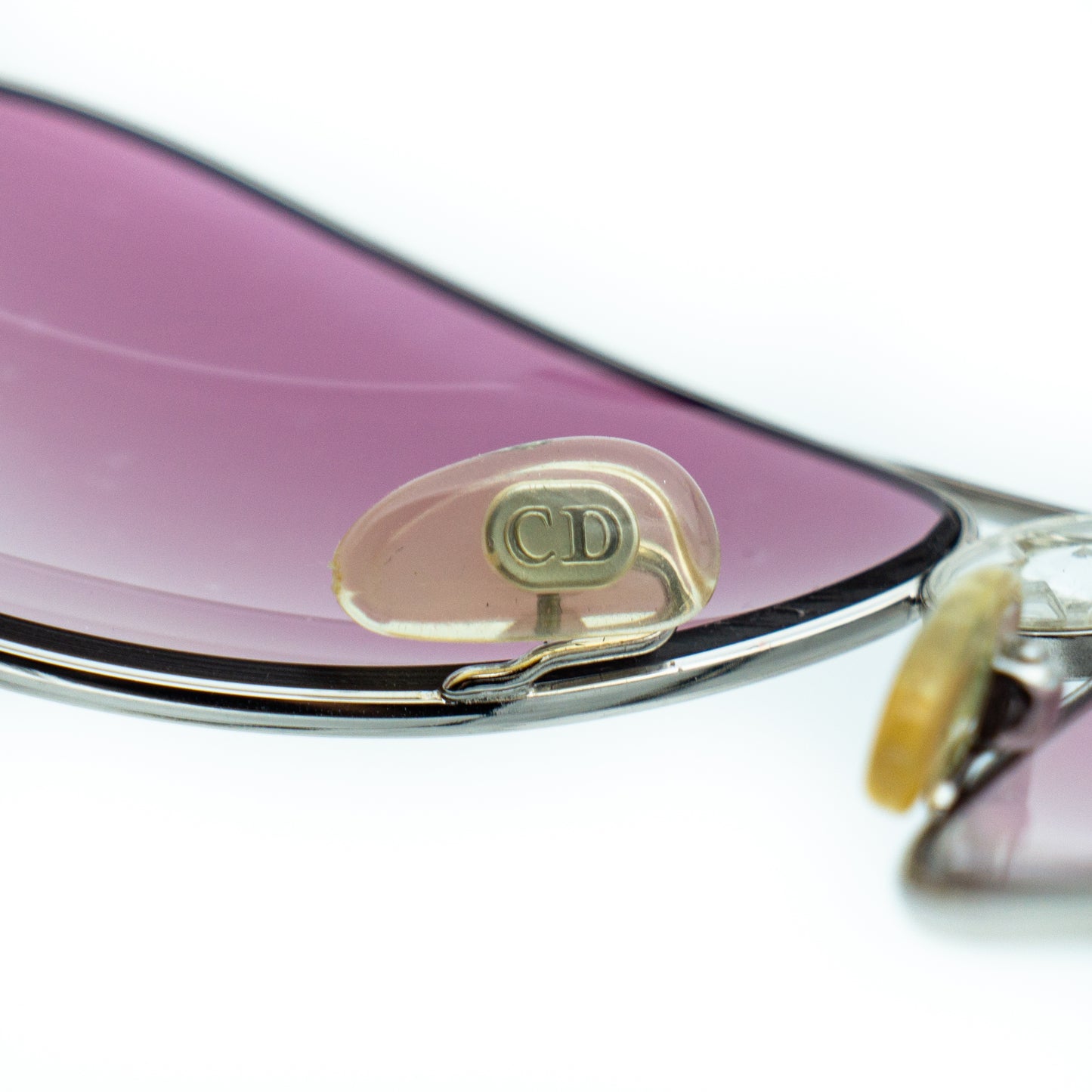 Christian Dior HIPPY 1 Silver Pink Aviator Sunglasses Vintage