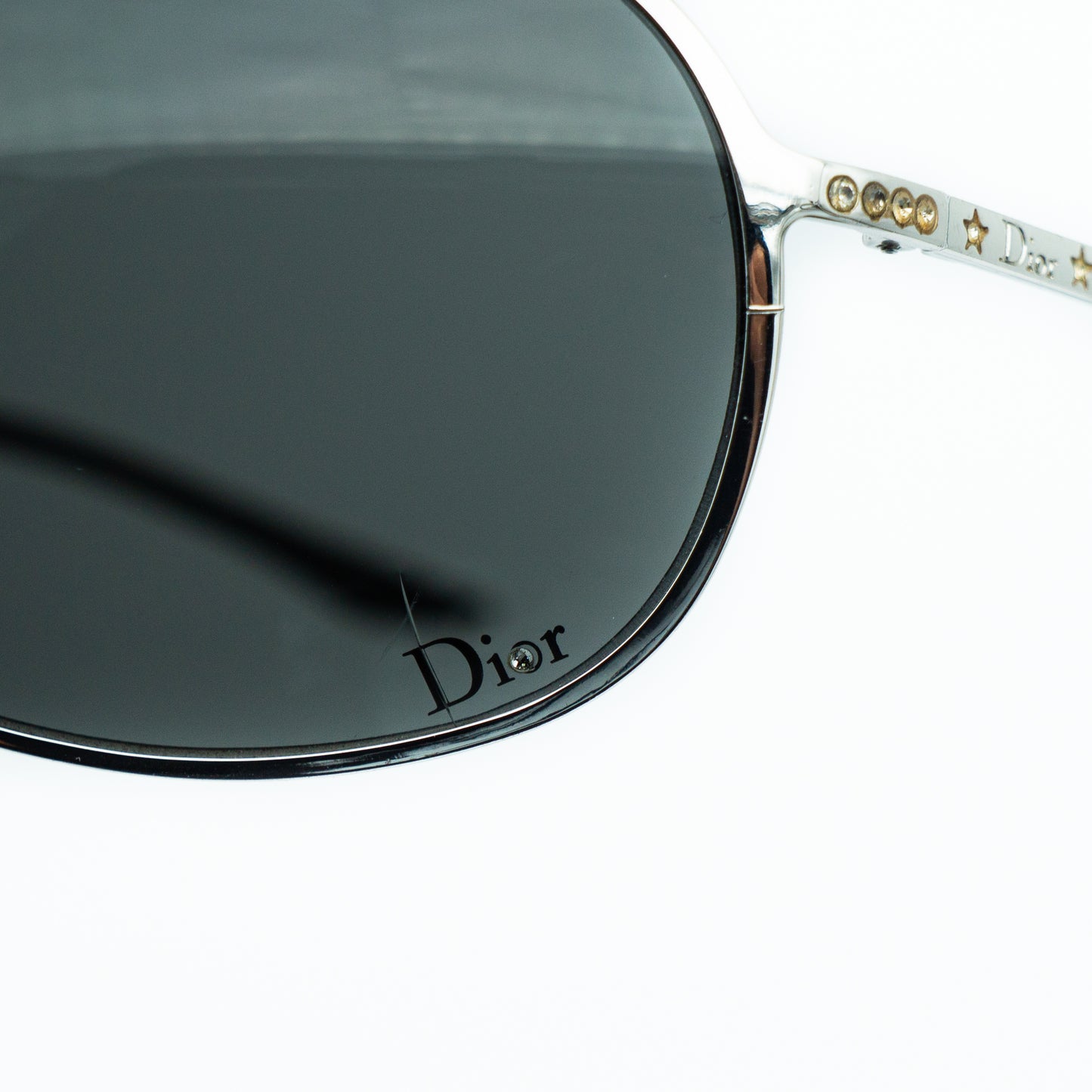 Christian Dior HARD DIOR 1 Silver Strass Sunglasses Vintage
