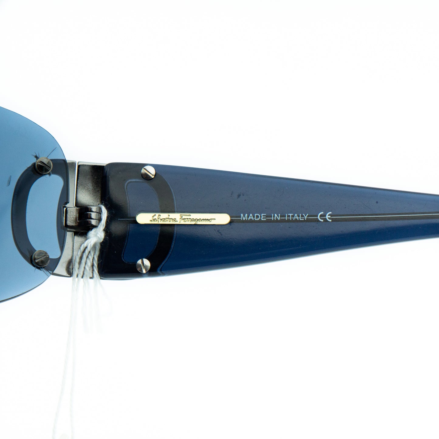 Salvatore Ferragamo 1066 Shield Rimless Blue Sunglasses Vintage
