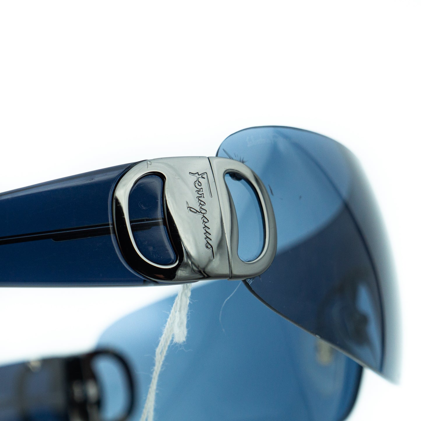 Salvatore Ferragamo 1066 Shield Rimless Blue Sunglasses Vintage
