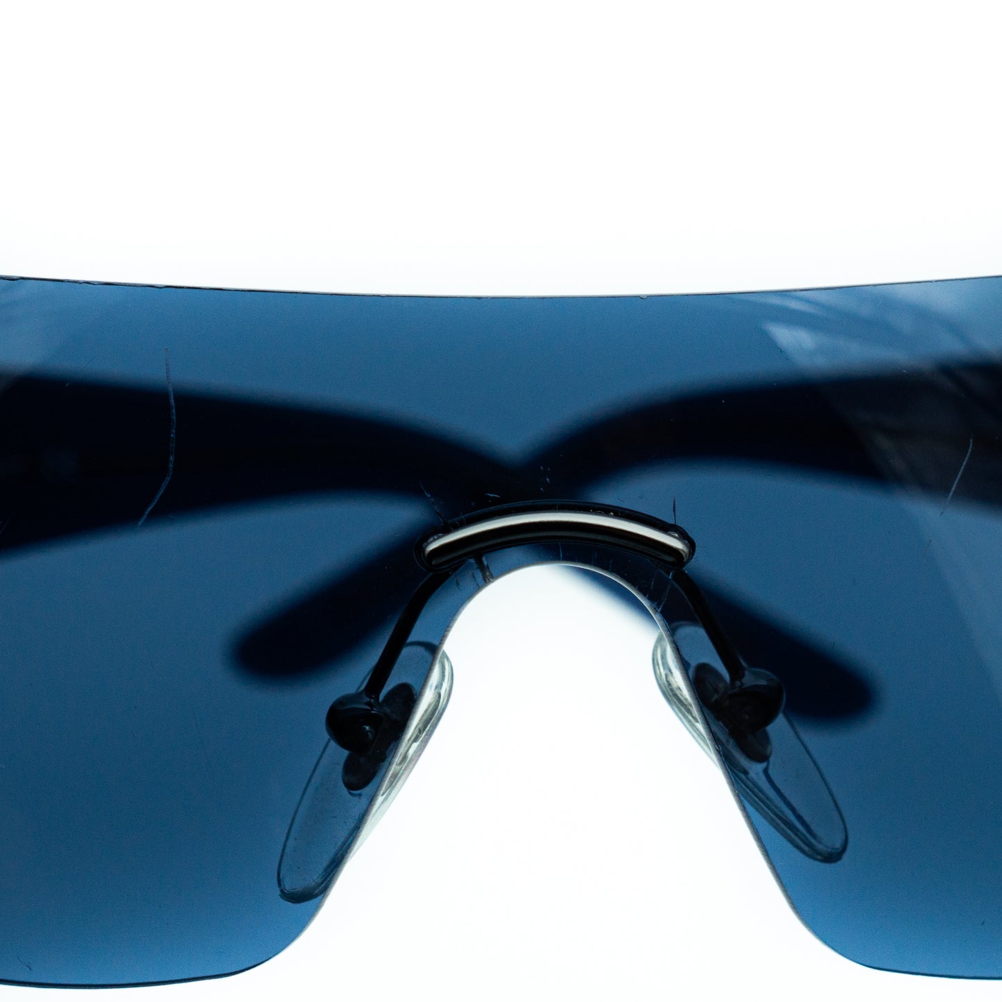 Salvatore Ferragamo 1066 Shield Rimless Blue Sunglasses Vintage
