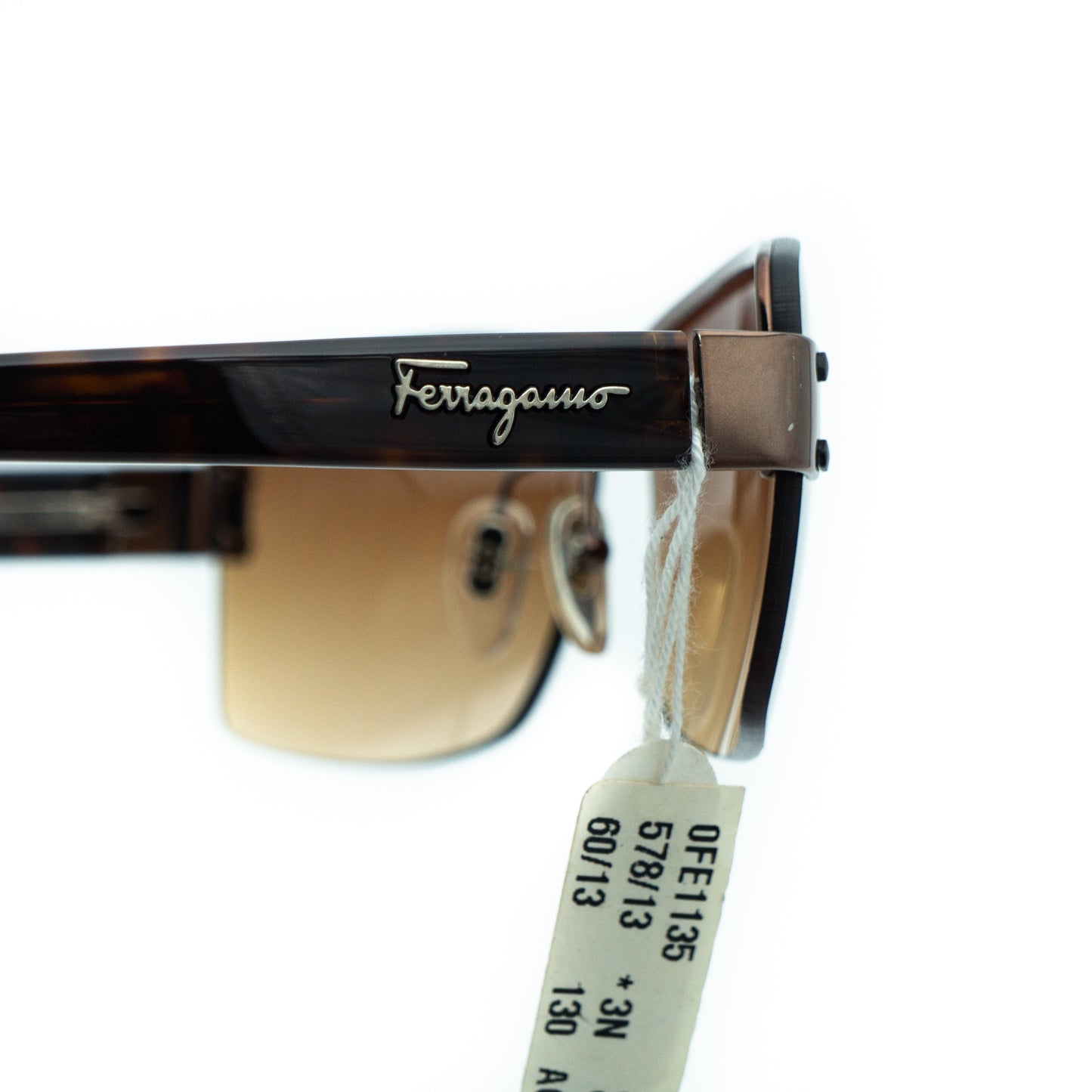 Salvatore Ferragamo 1135 Rimless Brown Sunglasses Vintage