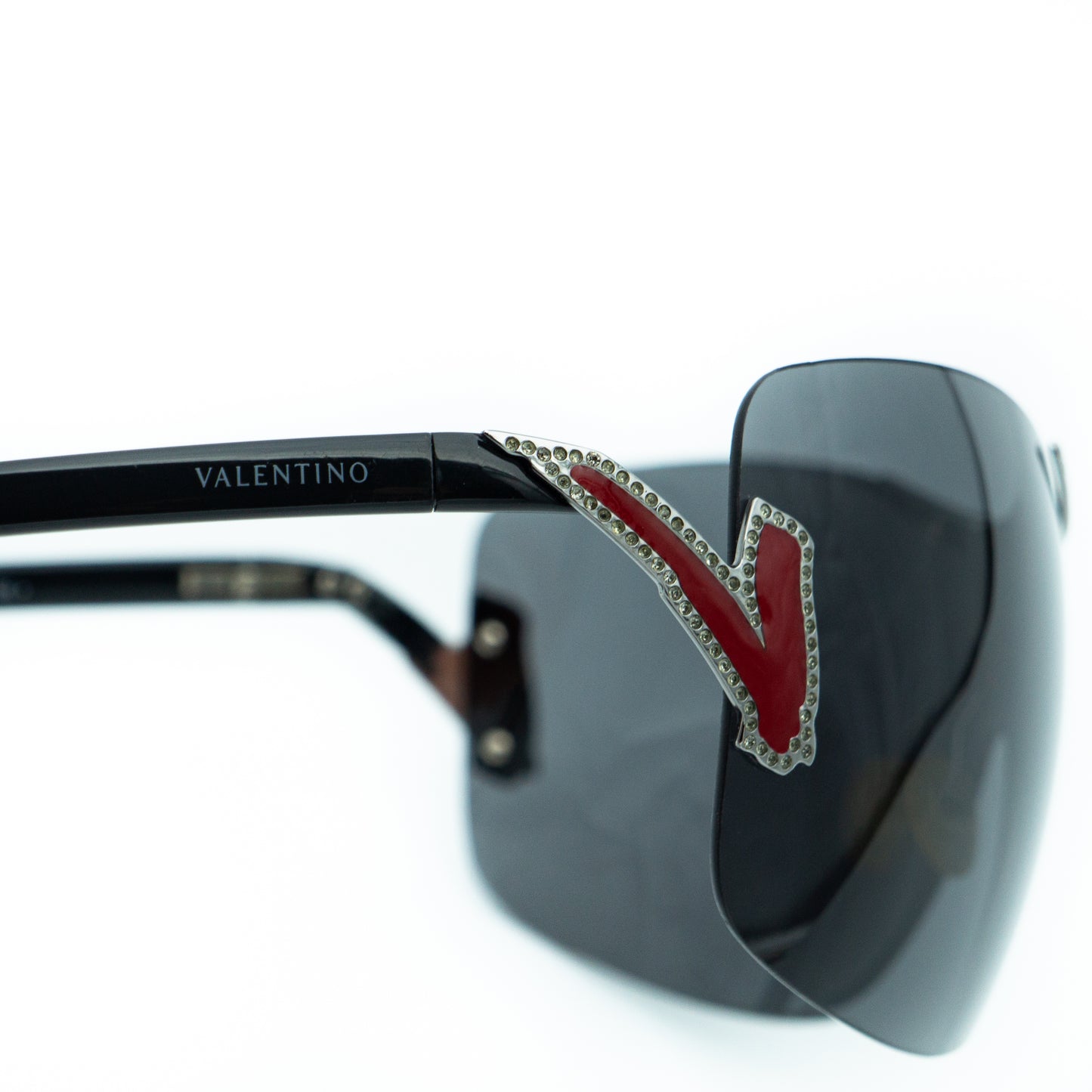 Valentino 5412/S Black Oversized Shield Mask Sunglasses Vintage