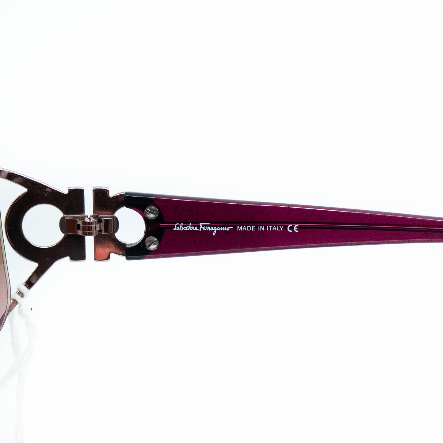 Salvatore Ferragamo 1096 Silver Oval Sunglasses Vintage