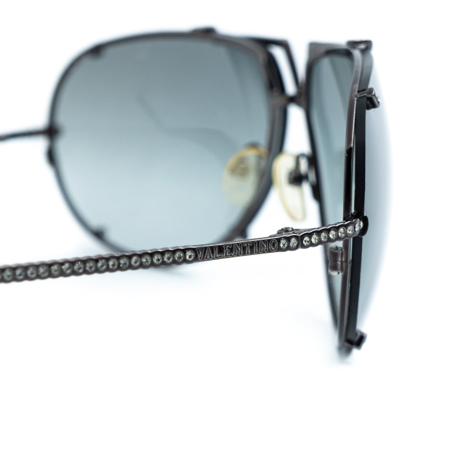 Valentino 5437/S Black Silver Aviator Mask Sunglasses Vintage