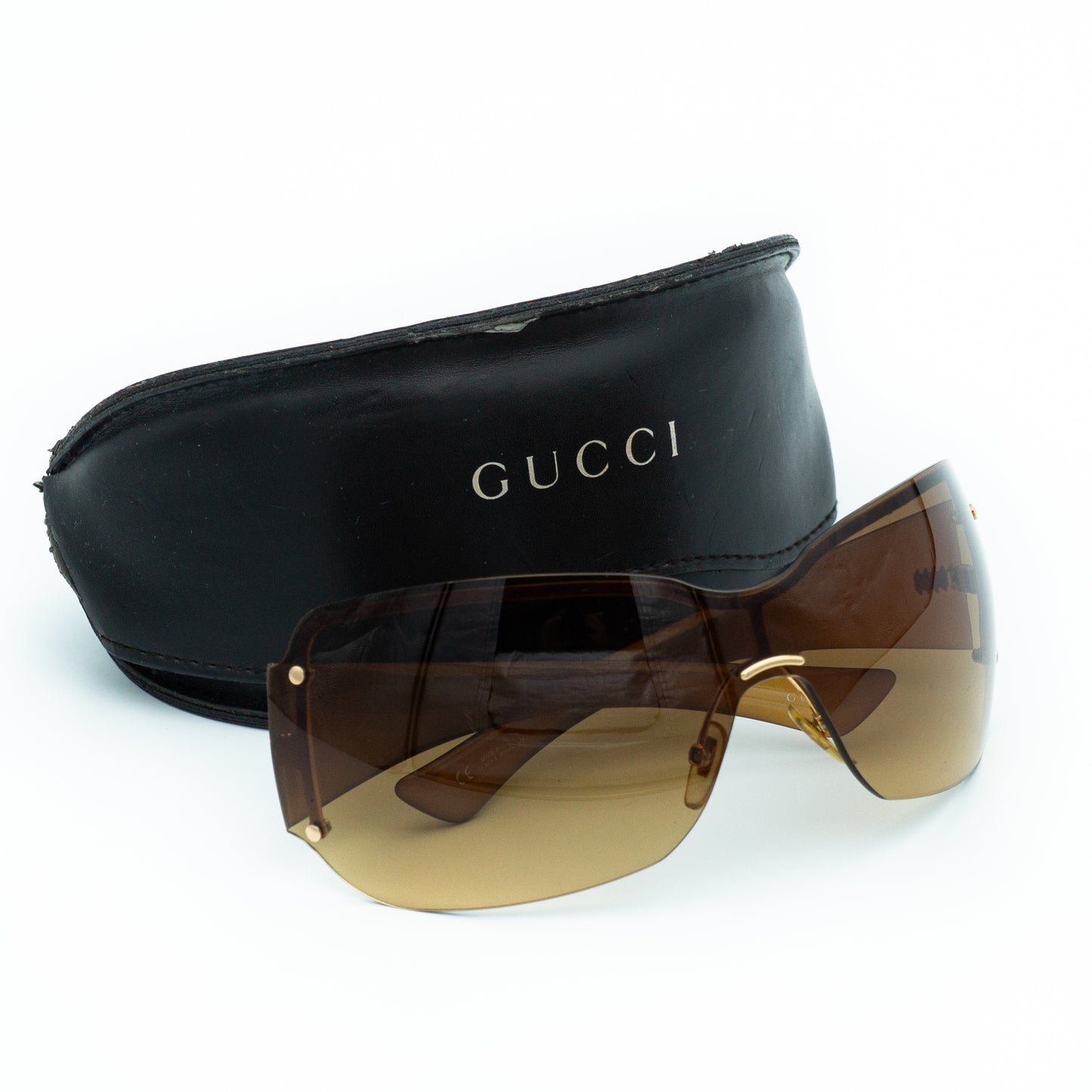 GUCCI GG 1825/S Brown Shield Mask Sunglasses Vintage