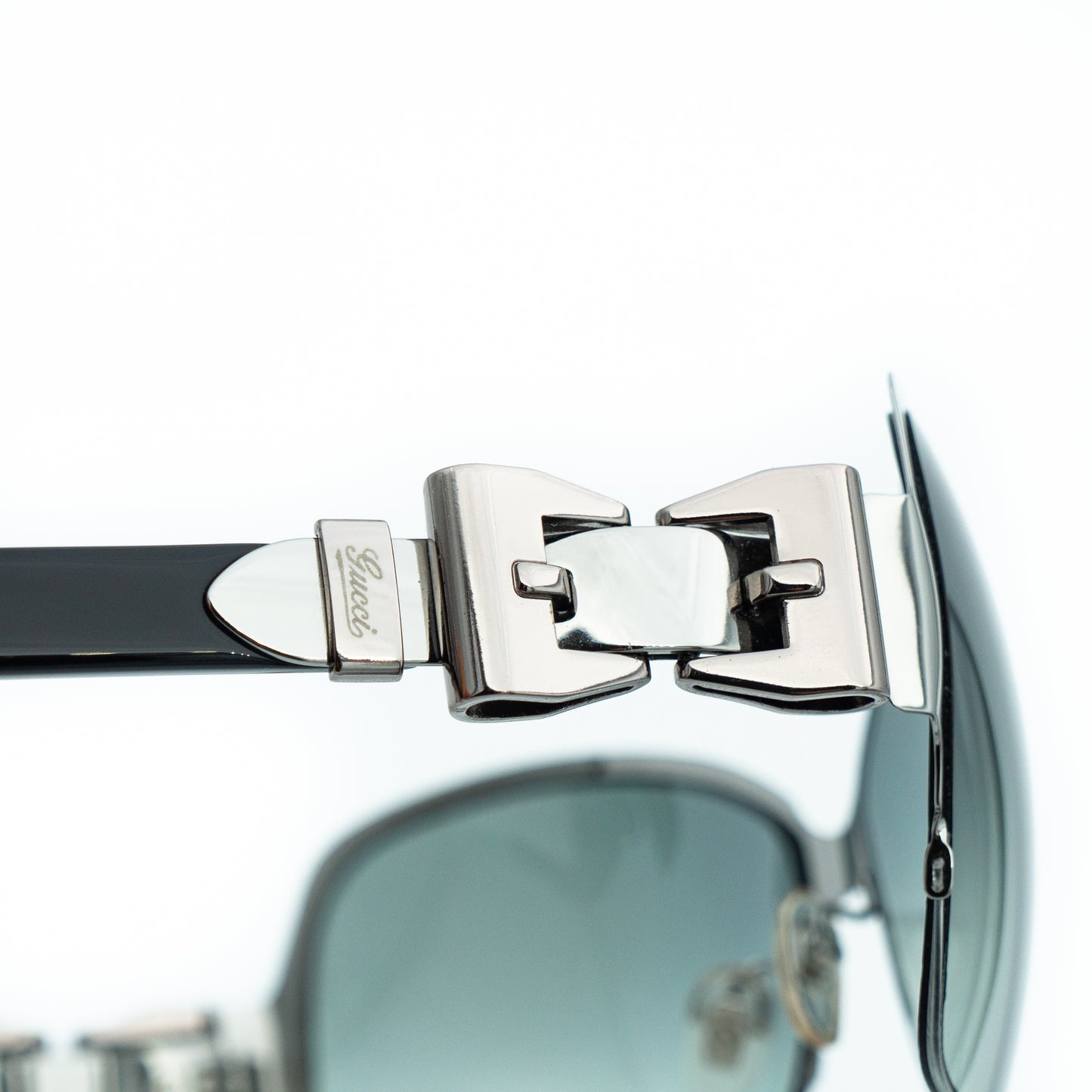 GUCCI GG 2821/F/S Black Silver Oversized Sunglasses Vintage