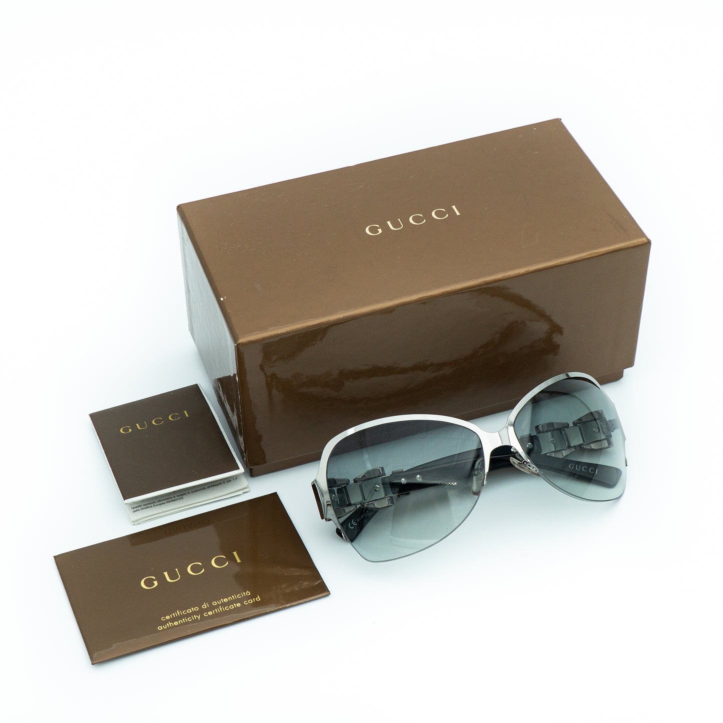GUCCI GG 2821/F/S Black Silver Oversized Sunglasses Vintage