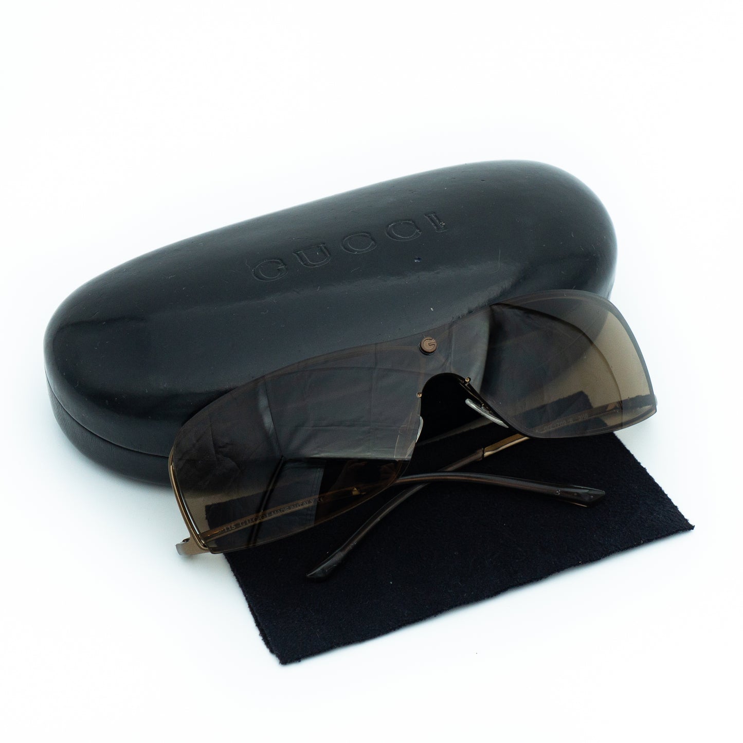 GUCCI GG 1709/S Brown Shield Rimless Sunglasses Vintage
