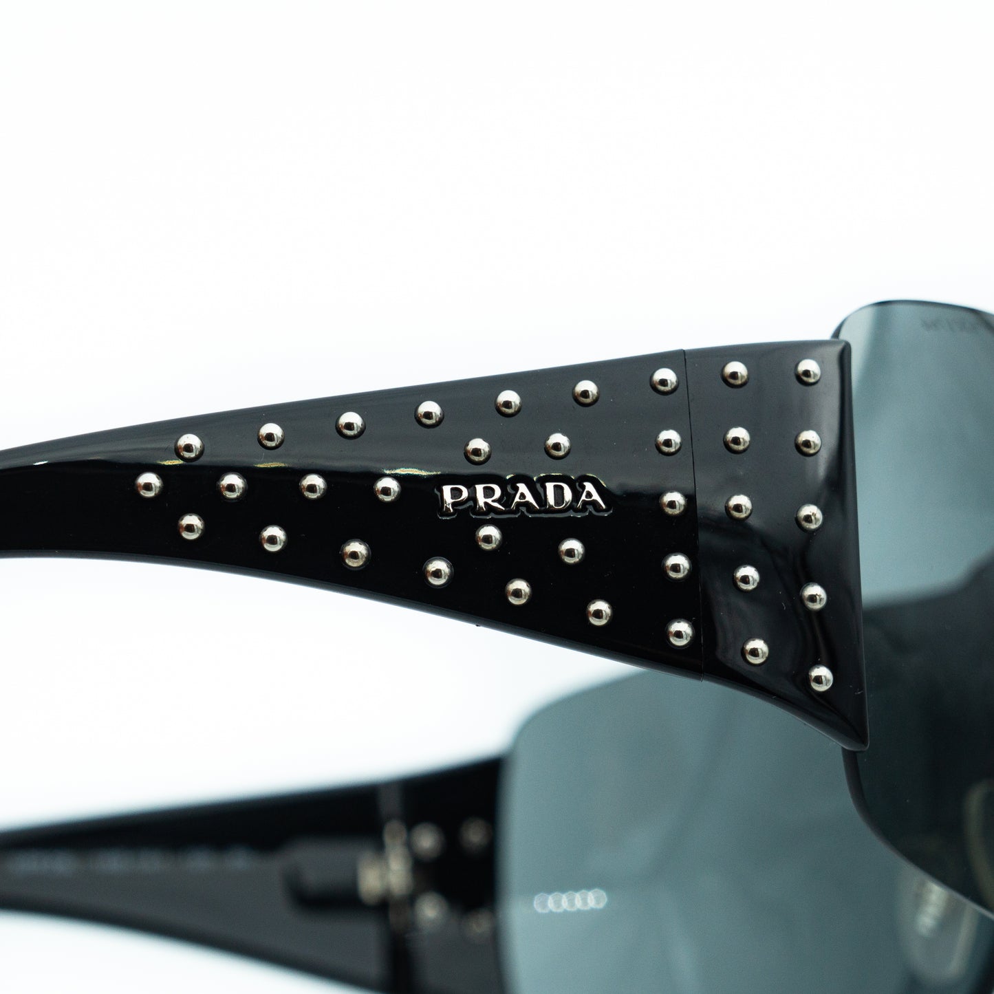PRADA SPR29L Black Shield Oversized Mask Sunglasses Vintage